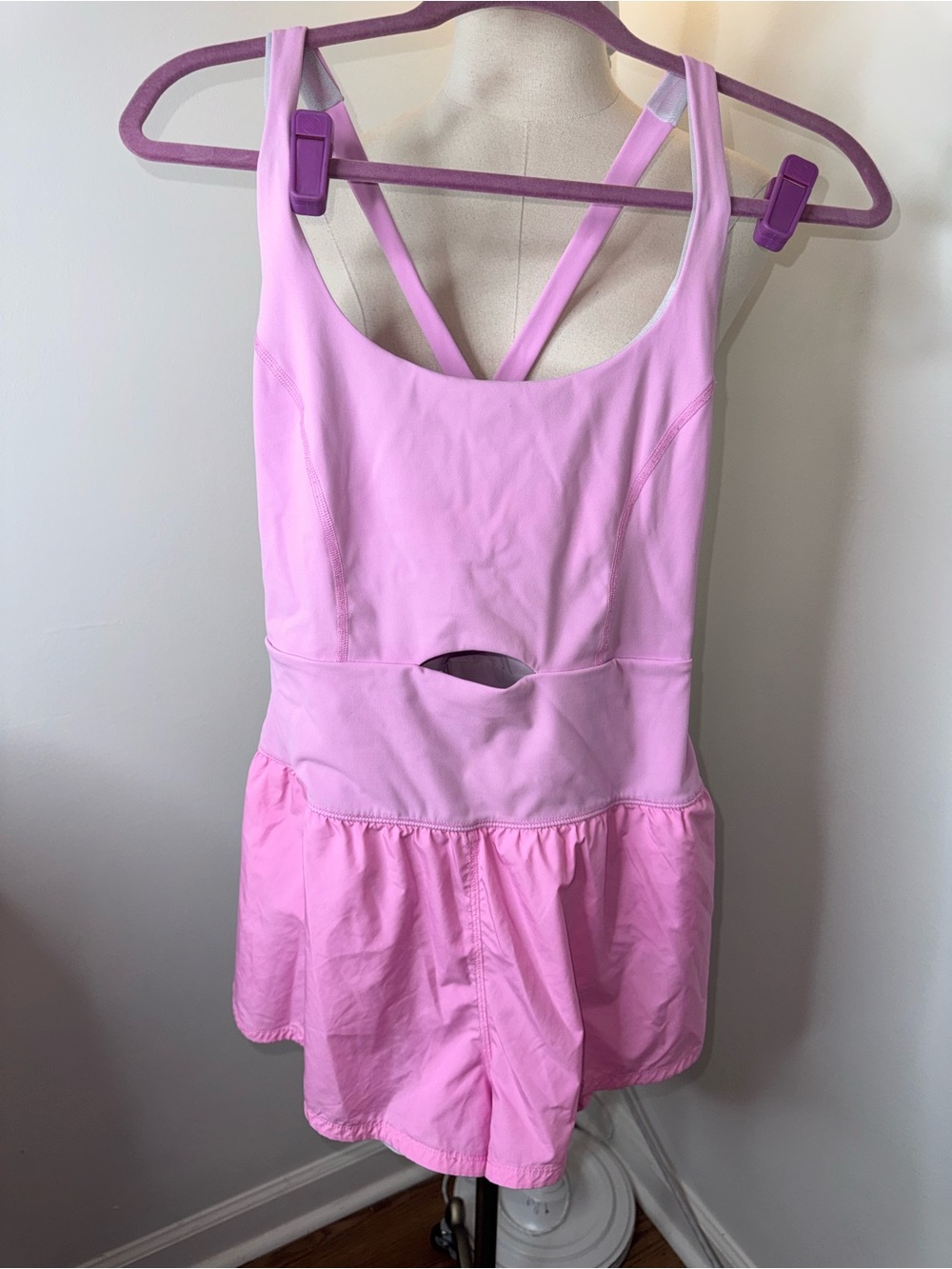 Free People FP Movement Women’s Medium Pink Righteous Runsie Shorts Romper